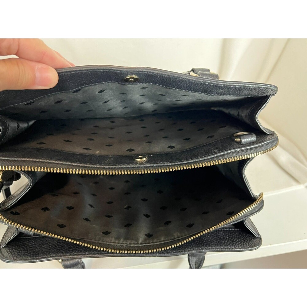 Kate Spade Black Pebble Leather Structured Satchel Bag Purse Handbag - Picture 14 of 15